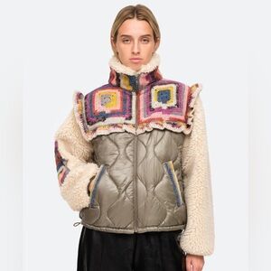 Sea New York Multicolor Crochet-Trim Sherpa & Quilted Jacket